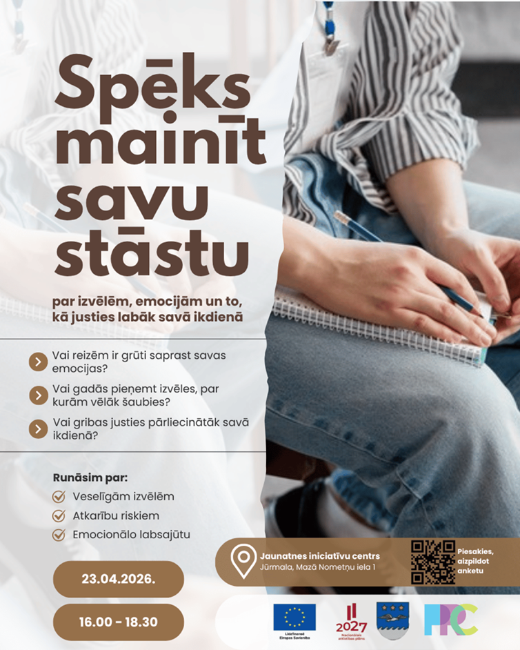 Nodarbības jauniešiem "Spēks mainīt savu stāstu" afiša