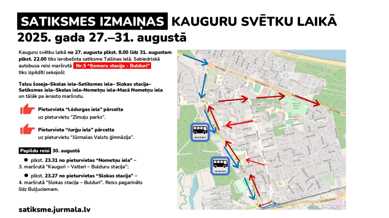 Satiksmes izmaiņas Kauguru svētku laikā plāns 2