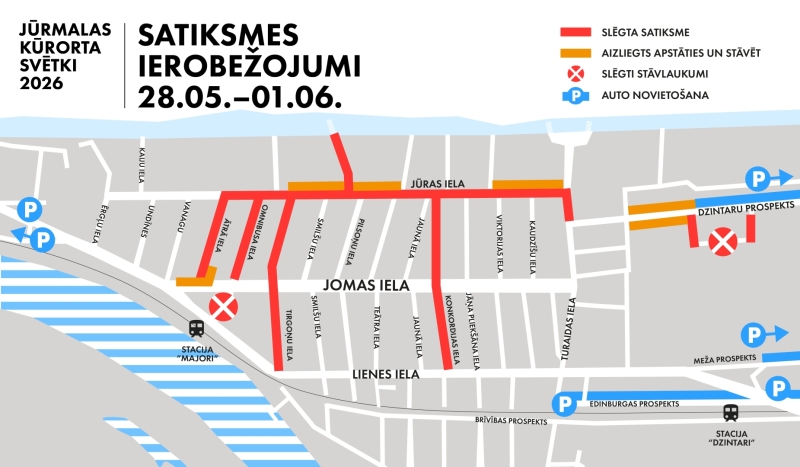 Satiksmes ierobežojumi Kūrorta svētku laikā