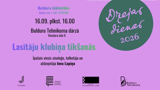 Lasītāju klubiņa tikšanās, īpašais viesis - sinoloģe, tulkotāja un atdzejotāja Ieva Lapiņa