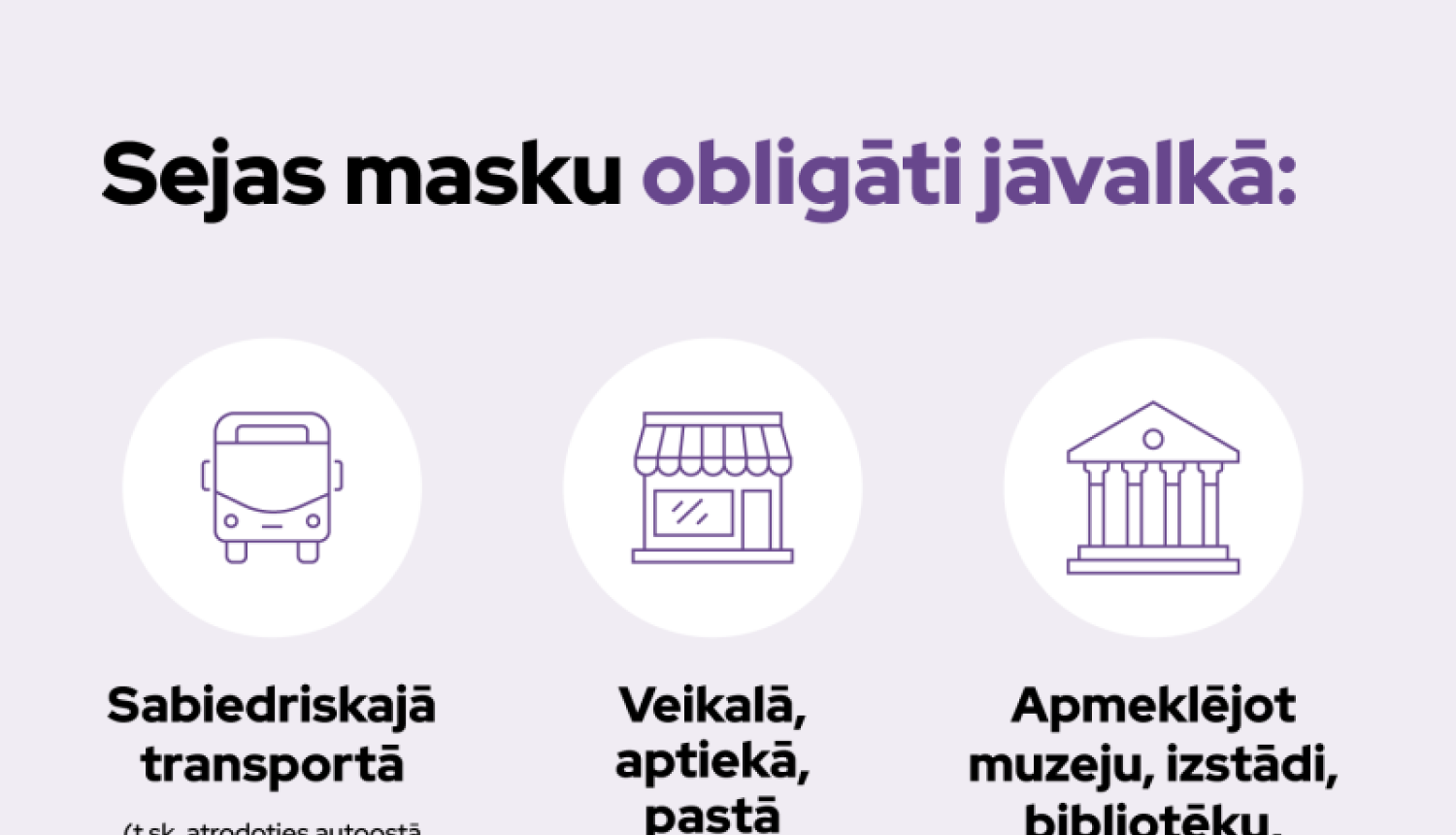 Veikalos jālieto maskas; ierobežo pulcēšanos un sporta aktivitātes
