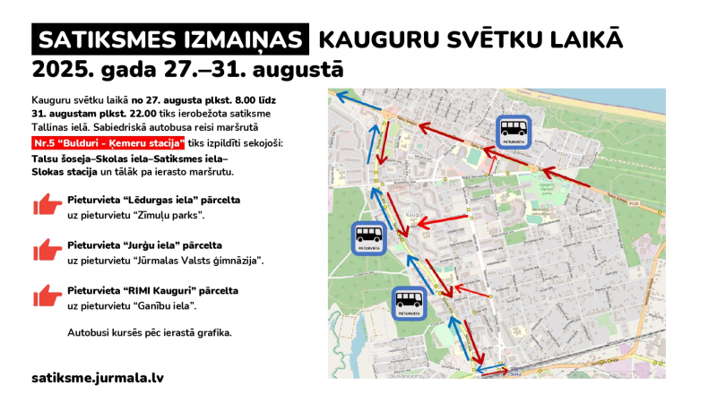 Satiksmes izmaiņas Kauguru svētku laikā plāns 1