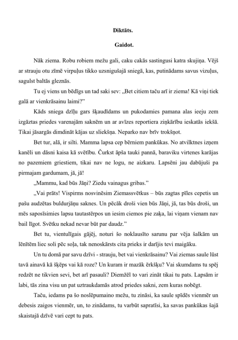 TAUTAS DIKTĀTA teksts "Gaidot" 