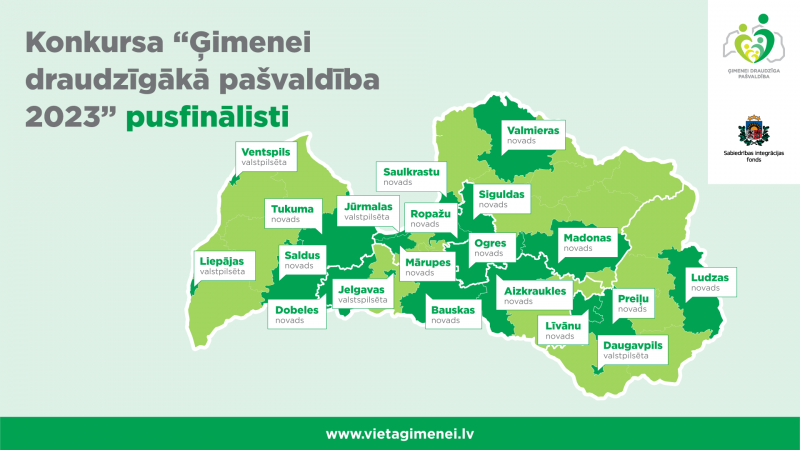 Konkursa "Ģimenei draudzīgākā pašvaldība" pusfinālisti