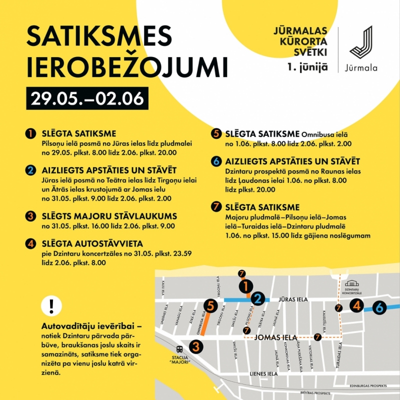 Satiksmes ierobežojumi Kūrorta svētkos