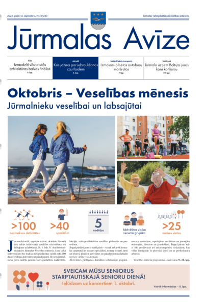 Jūrmalas avīzes septembra numura pirmais vāks