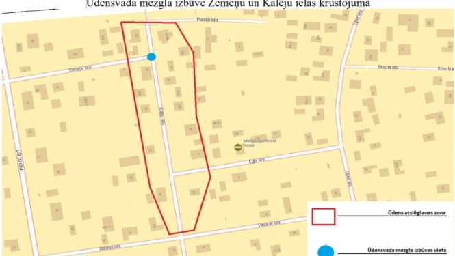Ūdensvada mezgla izbūve Zemeņu un Kalēju ielas krustojumā
