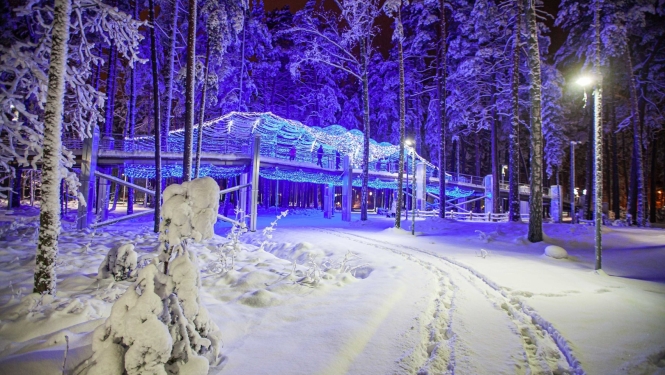 Gaismas parkā lielākais objekts - jūras viļņa formā veidotais parka tiltiņš