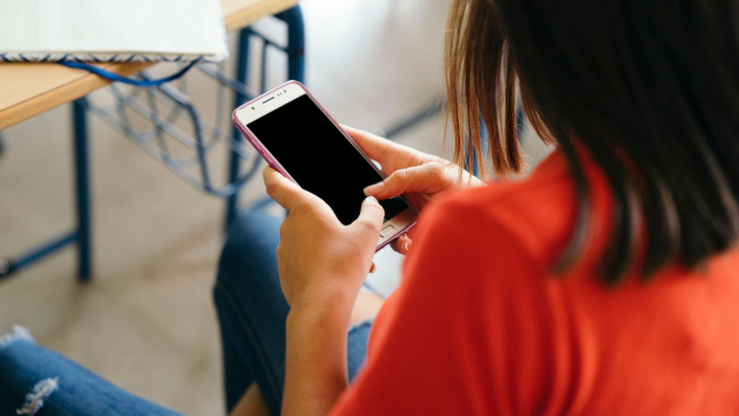 Jauniete ar telefonu rokās