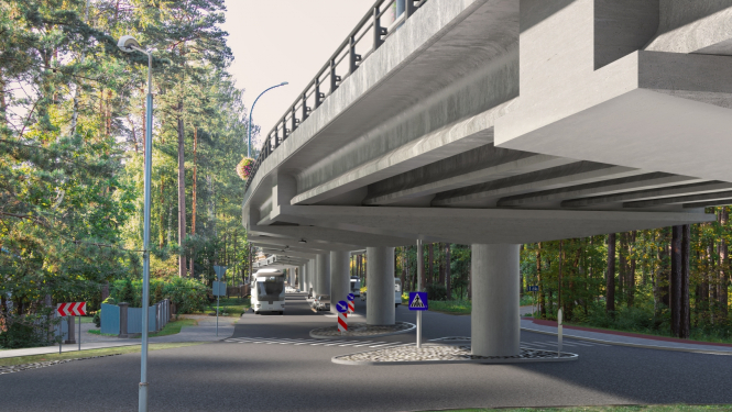 Dzintaru pārvads pēc pārbūves. Vizualizācija