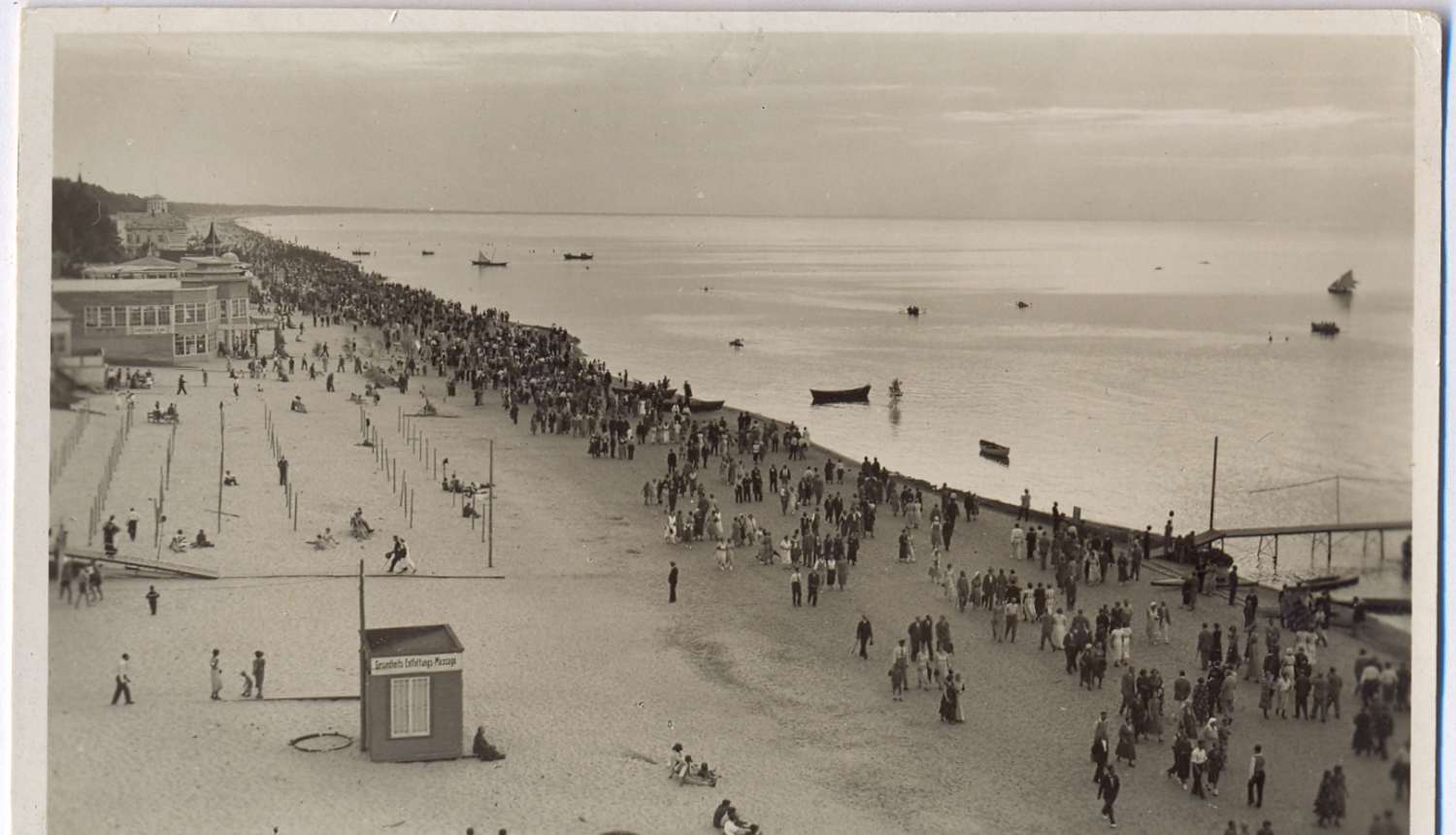 Rīgas Jūrmala. 20. gadsimta 30. gadi. Skats uz pludmali Majoros.