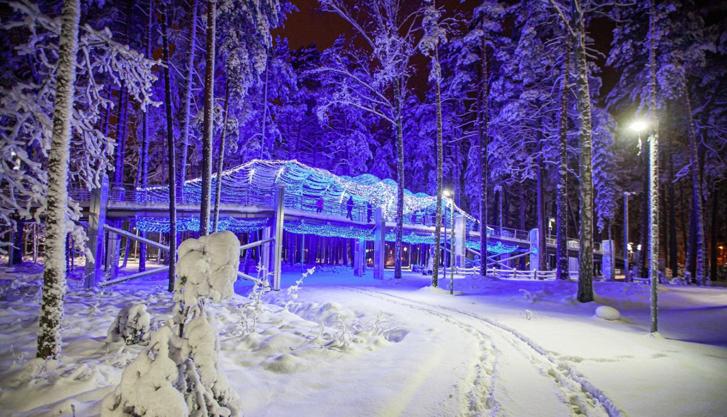 Gaismas parkā lielākais objekts - jūras viļņa formā veidotais parka tiltiņš