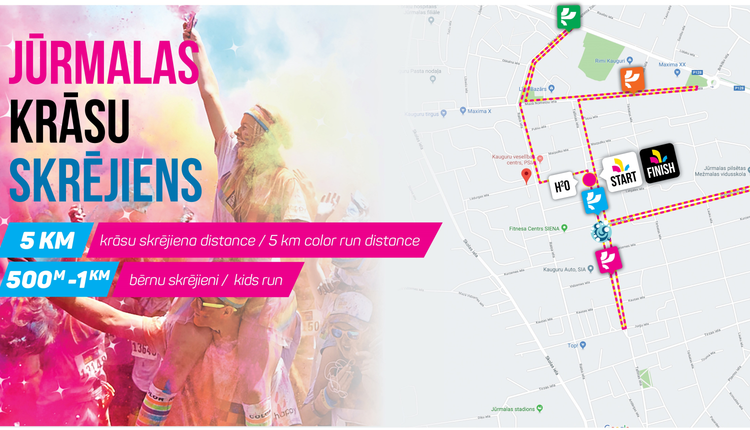 Jūrmalas Krāsu skrējiena norises karte