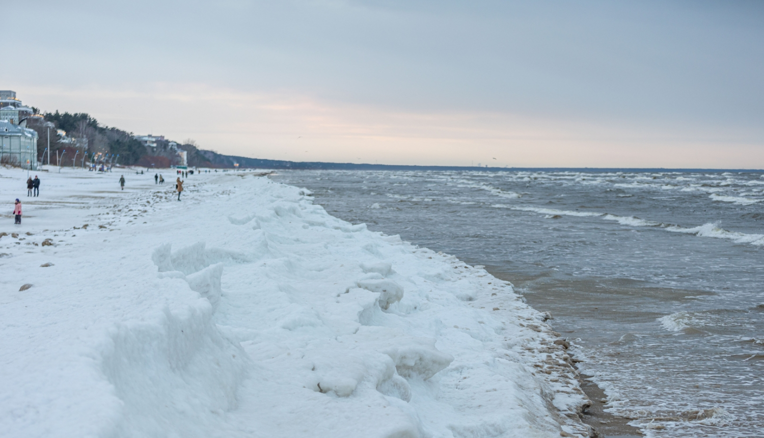 Ledus jūras līča krastā