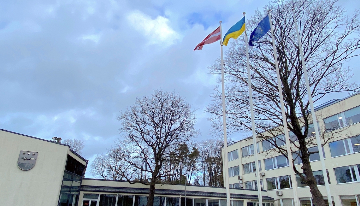 Ukrains karogs pie domes